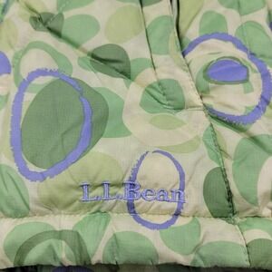 LL Bean Kids Girls Goose Down Puffer Jacket Hooded Circles Print Size M 10 12